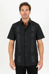 Men's Modern Guayabera Shirt - Black