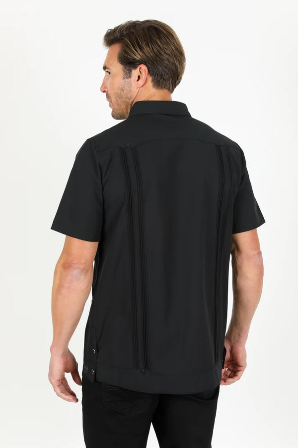 Men's Modern Guayabera Shirt - Black