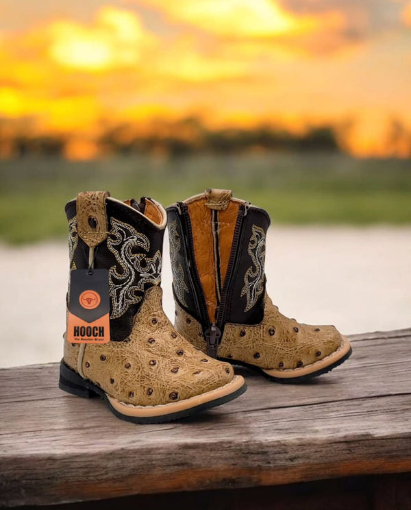Hooch Baby Boot Ostrich Print
