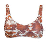 Hooey Logo Reversable Swimsuit Top -Brown/Cream Cow Print