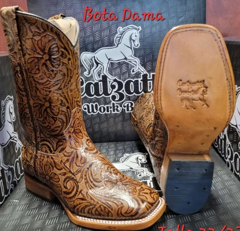 Bota Vaquera Estilo Rodeo Cincelada