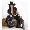 Litza Flap Purse w/Cowhide - Dark Brown