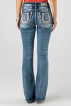 Miss Me Mid Rise Boot Cut Jean - Lucky White Horseshoe