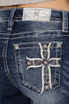 Miss Me Mid Rise Boot Cut Jean - Cross