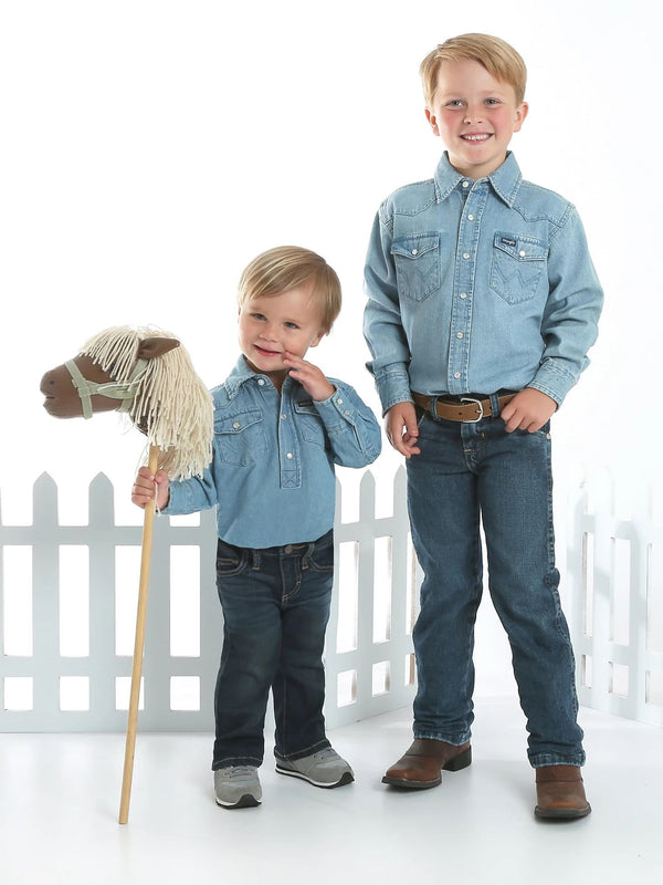 Wrangler Baby Long Sleeve Bodysuit - Faded Blue