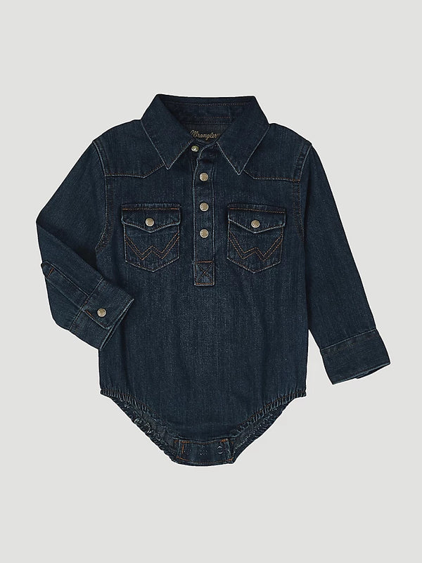 Wrangler Baby Long Sleeve Bodysuit -Denim