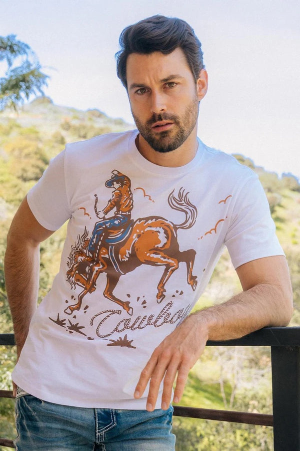 Men's Modern Fit Cotton Stretch Horse-Rider Print Tee