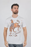 Men's Modern Fit Cotton Stretch Horse-Rider Print Tee