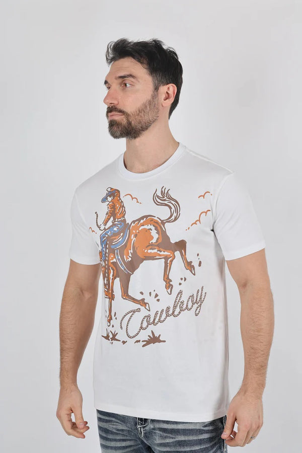 Men's Modern Fit Cotton Stretch Horse-Rider Print Tee