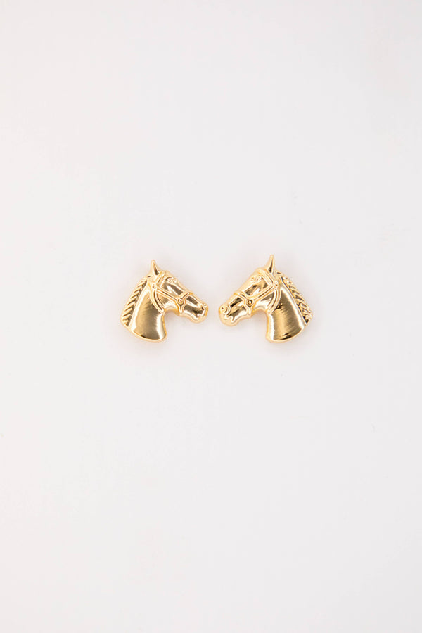 Gold Plated Burnished Horse Head Stud Earring