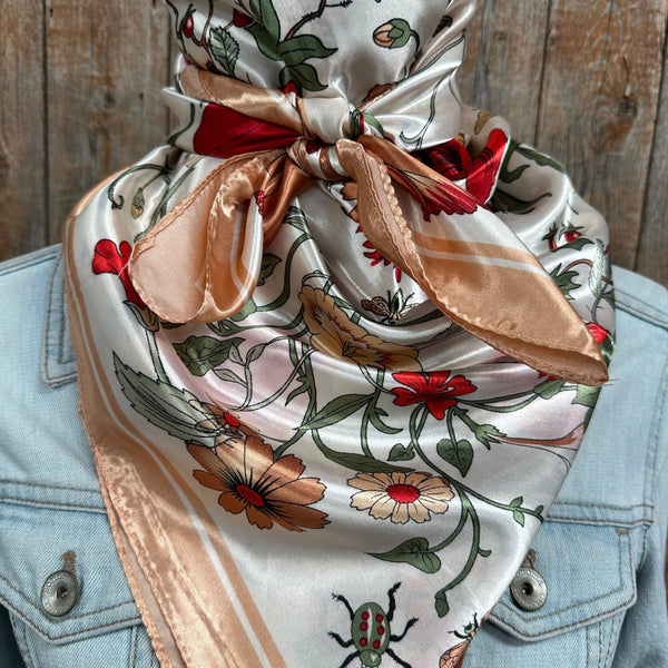 Peach and Cream Tulips and Lilies Wild Rag