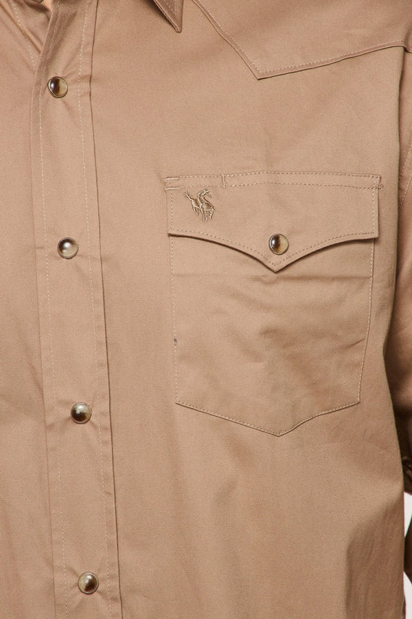Rodeo Solid Color Long Sleeve Snap - Khaki