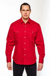 Rodeo Solid Color Long Sleeve Snap - Red