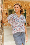 Western Ivory Paisley Button Down Collared Shirt - Plus