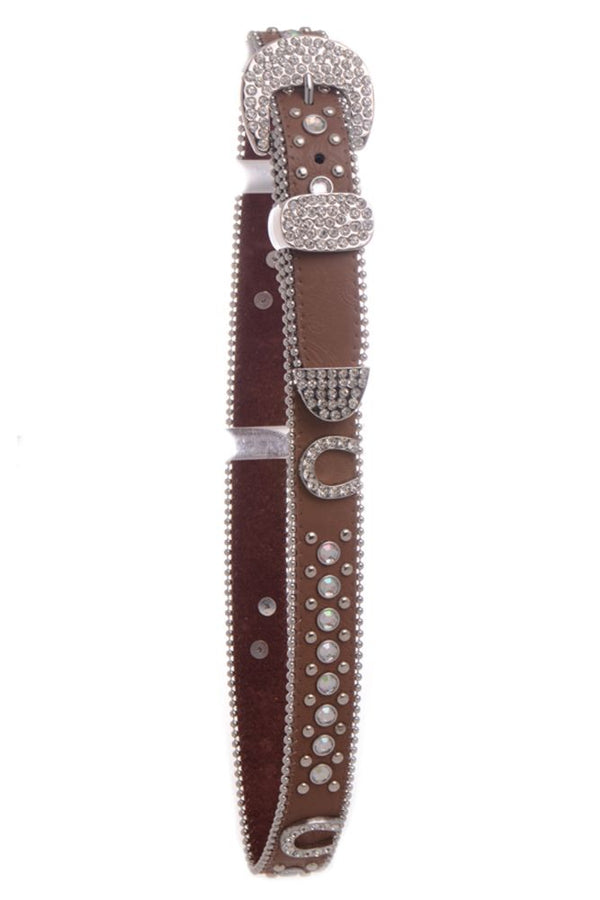 Little Girls Rhinestone Belt With Horsehoe