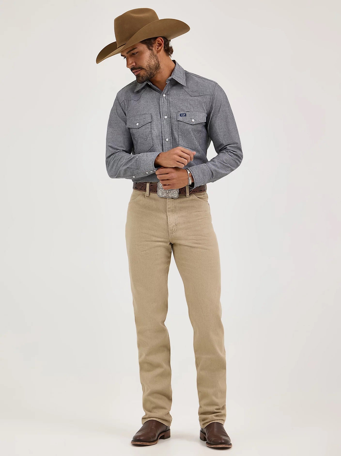 Wrangler Men's Cowboy Cut Slim Fit (30x36 Prewashed Tan)