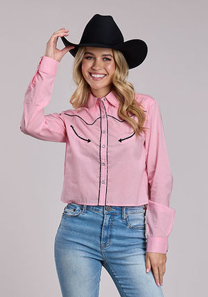 Roper Pink Cotton Western Blouse