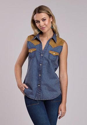 Roper Blue Denim Western Blouse