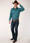 Roper Men's Shirt All Over Blue Agave Paisley Blue