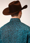 Roper Men's Shirt All Over Blue Agave Paisley Blue