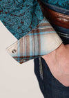 Roper Men's Shirt All Over Blue Agave Paisley Blue