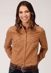 Roper Womens Performance Solid Shirt - Caramel