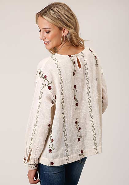 Roper Cotton Slub Boat Neck Shirt White