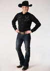 Roper Men's Poly Rayon Retro Shirt Black