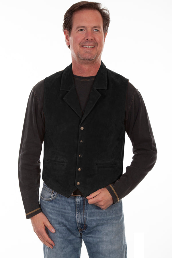 Scully Suede Vest with Knit Black