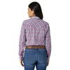 Wrangler Womens Long Sleeve Plaod Poplin Western Snap - Pink/Blue