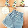 Mom Jeans High Waisted Denim Girls Elastic Waist Shorts