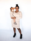 Mommy and Me Aniston Cable Kint Dress- Tan