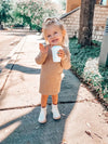 Mommy and Me Aniston Cable Kint Dress- Tan