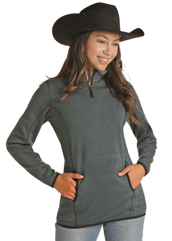 Panhandle Heather Knit Quater Zip - Teal