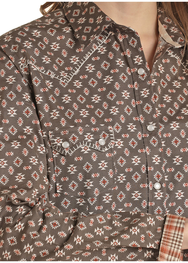 Rock & Roll Ladies Long Sleeve Pocket Snap Shirt