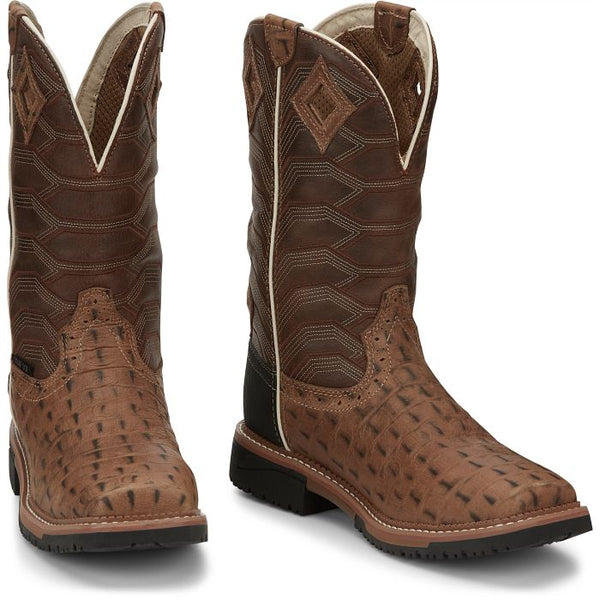 Justin Derrickman Carmel Croc Print Tan