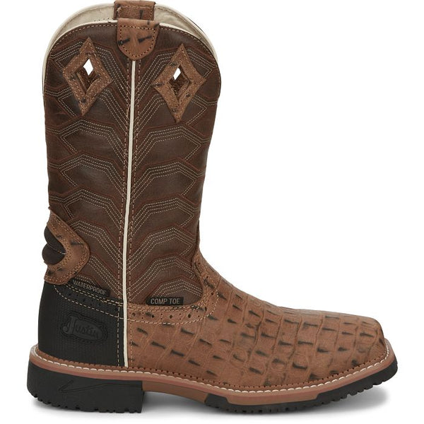 Justin Derrickman Carmel Croc Print Tan