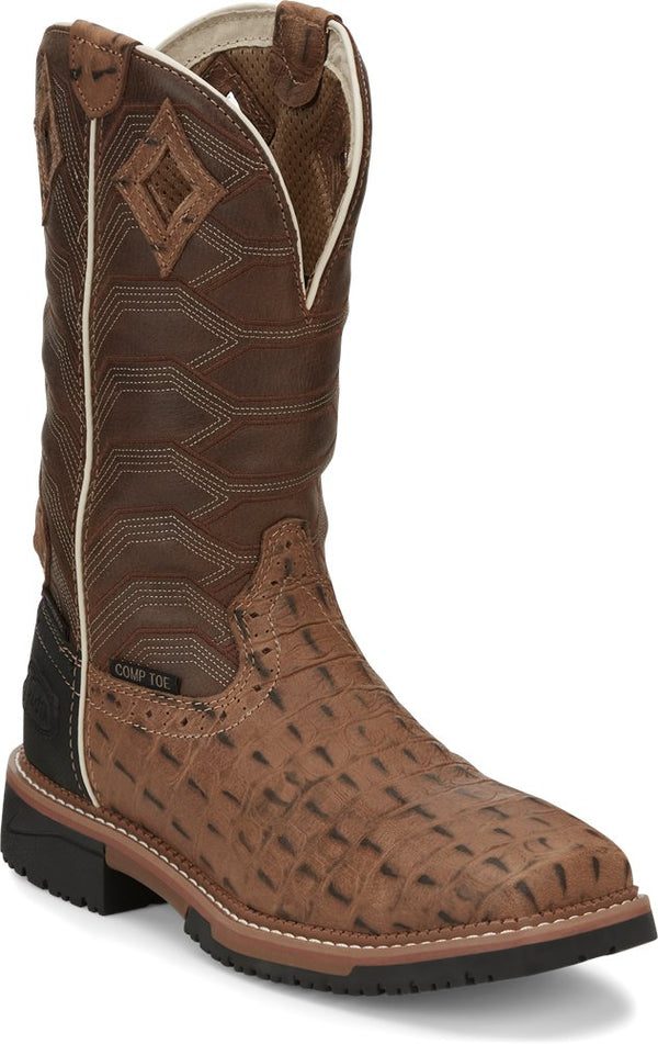 Justin Derrickman Carmel Croc Print Tan