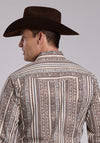 Roper Wallpaper Print Western Snap Shirt - Broken horn