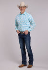 Roper Mens Cyan Plaid Snap Shirt
