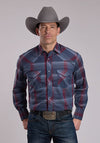 Roper Men's Western Snap Plaid - Broken horn