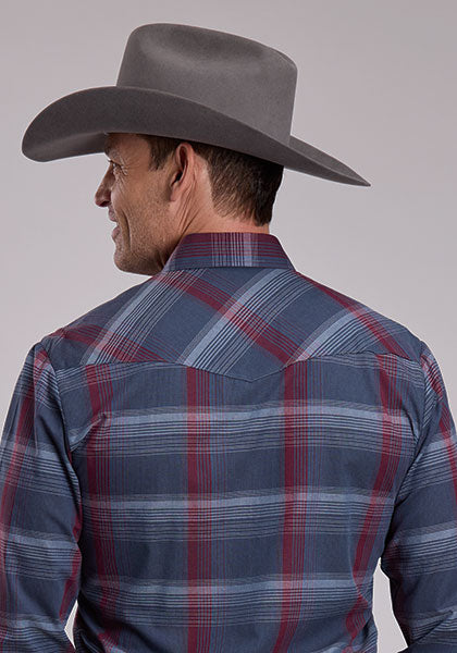 Roper Men's Western Snap Plaid - Broken horn