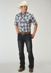 Roper Mens Woven Plaid Snap Shirt