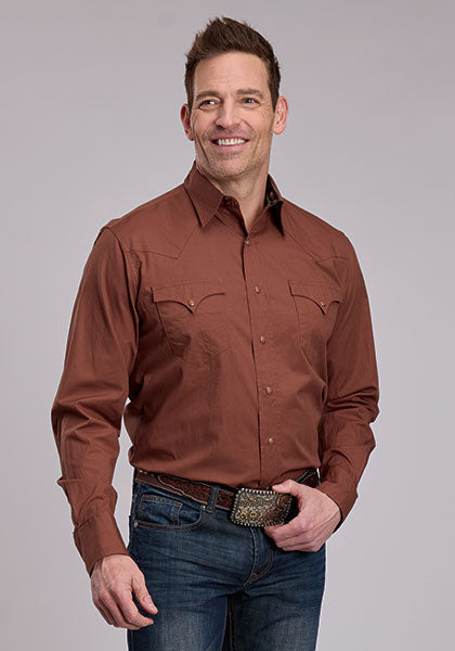 Roper Men's Solid Poplin Snap Shirt