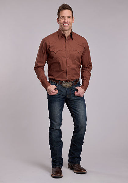 Roper Men's Solid Poplin Snap Shirt