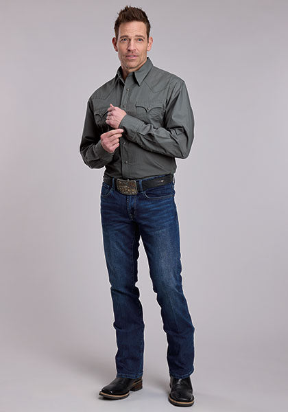 Roper Men's Solid Poplin Snap Shirt