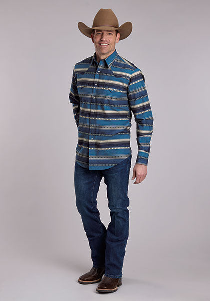 Roper Serape Stripe Western Snap Shirt - Broken horn