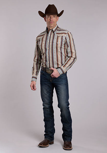 Roper Vintage Vertical Stripe Snap Shirt - Broken horn