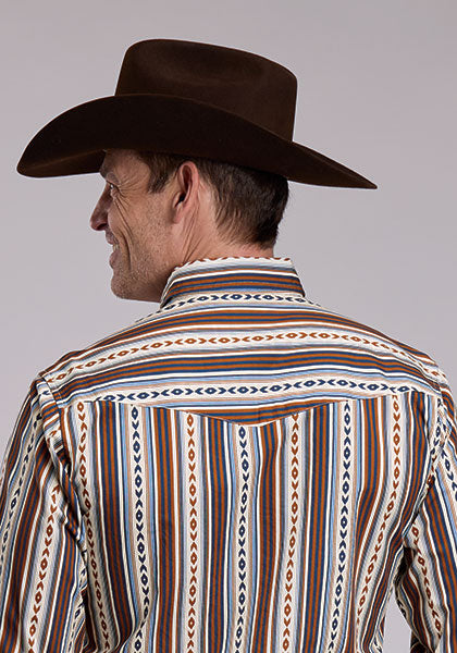 Roper Vintage Vertical Stripe Snap Shirt - Broken horn