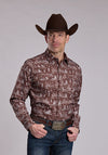 Roper Bullriders Print Western Snap Shirt - Broken horn